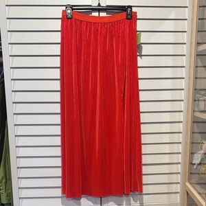 Orange Pleated Women's Skirt